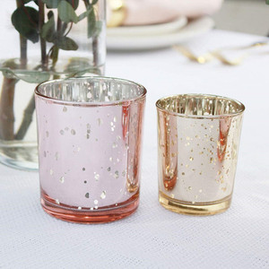Candela da tè con portacandele in vetro a forma di oro rosa con mercurio di nuovo Design - Product Image 6