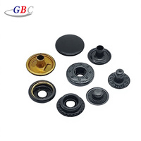 Kancing Tekan Karet Hitam 15mm dengan Bagian Belakang Logam Hitam Antik, Kancing Tekan Empat Bagian untuk Tas dan Pakaian