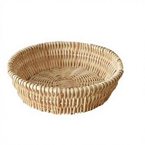 Cesta de Almacenamiento de Mimbre Tejida a Mano, Cesta Redonda de Mimbre para Alimentos, Bandeja Multifuncional para Aperitivos para Cocina y Hogar - Product Image 3
