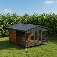 Rustic Log Cabin Style Outdoor Cat Shelter - Chinked Timber Construction for Woodland Retreats