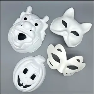 Masker dapat terurai kustom ramah lingkungan bubur kertas perlengkapan aktivitas Halloween masker DIY sekali pakai