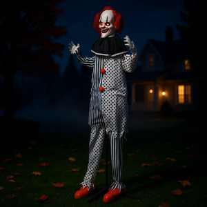 Clown roux animatronique gonflable de 1,80 m pour décoration extérieure d'Halloween, activé par le mouvement, avec son, taille réelle, ornement de jardin - Product Image 2
