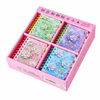 Carnet à spirale A7 à ouverture latérale, motif floral vintage, 80 feuilles, 80 g/m², ligné, mini bloc-notes de poche, impression numérique, cadeau pour étudiant