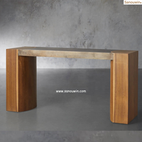 Table console en chêne et plaque d'acier, écologique, polie à la main, moderne, minimaliste, robuste et durable pour le couloir