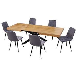 <span class=keywords><strong>Tavolo</strong></span> Estensibile in <span class=keywords><strong>Legno</strong></span> con Gambe Incrociate in <span class=keywords><strong>Metallo</strong></span> Nero per 6 Persone, <span class=keywords><strong>Tavolo</strong></span> da Pranzo Espandibile per Cucina, Arredamento Italiano - Product Image 5