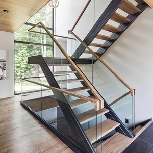 Offre Spéciale : Garde-corps en verre sur poteau, <span class=keywords><strong>balustrade</strong></span> en verre encadrée en acier inoxydable/aluminium/bois pour escaliers intérieurs, directement de l'usine - Product Image 2