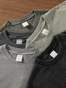 เสื้อยืดผู้ชายสไตล์วินเทจ ย้อมสีแบบแอซิด ผลิตตามสั่ง ขายส่ง ผ้าคอตตอน 100% ถัก แขนสั้น ทรงปกติ ใส่ได้ทั้งชายและหญิง - Product Image 3