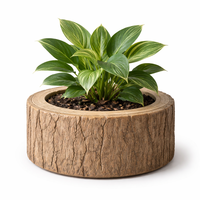Pot Bundar Rustic Tekstur Kulit Kayu Resin Weivista, Dekorasi Grosir Kustom untuk Pajangan Taman Herbal