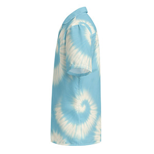 Chemise boutonnée unisexe bleu ciel pastel effet tie-dye - Product Image 4
