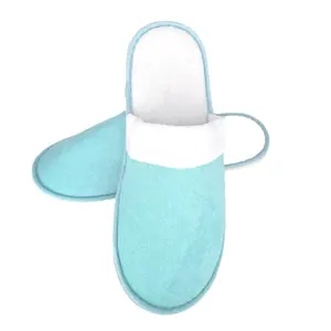 Wholesale Custom Cheap Blue Washable Spa Shower Hotel Disposable Terry Slipper For Hotel Guest Room Unisex