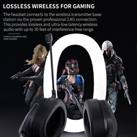 Casque de jeu sans fil avec microphone 2.4G+BT, support de charge + émetteur 2 en 1, prend en charge 7.1