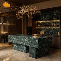 Buffet en marbre vert Alpi Cotrustone, meuble de rangement en pierre naturelle, taille personnalisée, style moderne pour maison, villa, hôtel