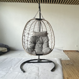 Ghế Treo Trứng Gấp Gọn Đồ Nội Thất Sân Vườn Khung Thép Kết Cấu <span class=keywords><strong>KD</strong></span> Ghế Mây Ngoài Trời Ghế Ngồi Hiên Bằng Liễu Gai Hiện Đại - Product Image 2