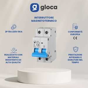 Interrupteur magnétothermique automatique Gloca JXB1-63 2P 16A 220V C16, disjoncteur à montage sur rail DIN, lot de 3 - Product Image 2