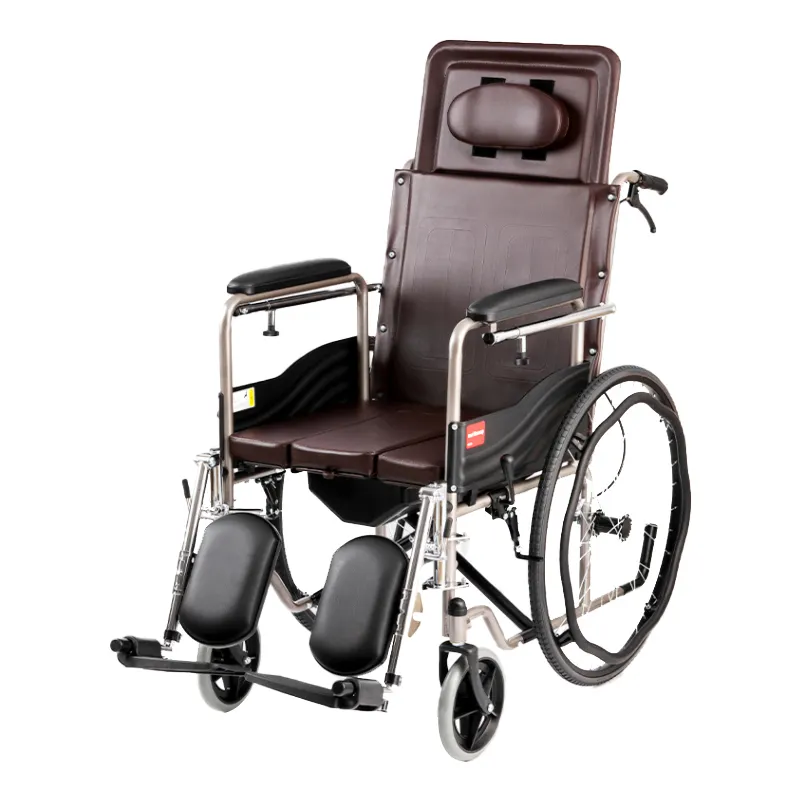 ベッドパン付き取り外し可能な昇降フットレスト便器車椅子ヘビーデューティースチールデラックス便器車椅子