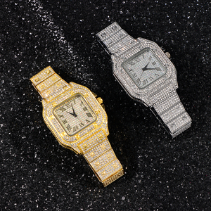 Montres Hip Hop Iced Out carrées scintillantes en quartz pour hommes et femmes, montres Bling entièrement serties de strass, montres de rappeur tendance (WT2249) - Product Image 4