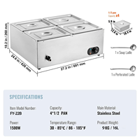 Buffet de comptoir en acier inoxydable professionnel commercial Bain Marie robinet de vidange de couvercle de corps de contrôle de tempérament électrique pour la restauration