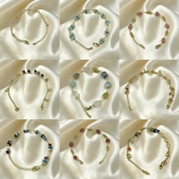 Bracelet ethnique en alliage plaqué or 18 carats avec perles en pierre naturelle, fait main, tendance, cadeau pour femme