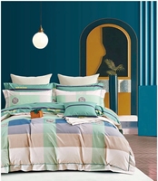 Parure de lit en coton égyptien, ensemble de literie de luxe à carreaux, housse de couette, vente en gros, usine