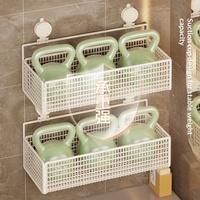 Étagère de rangement murale à ventouse en fer pour cuisine, salle de bain, toilettes ; Organisateur mural sans perçage au design moderne et minimaliste
