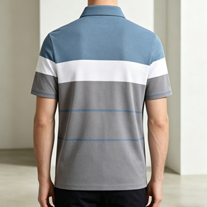 Polo d'été personnalisé pour <span class=keywords><strong>homme</strong></span> avec logo, 100 % coton, rayé, anti-boulochage, coupe ajustée, décontracté, style business, pour dirigeant - Product Image 6