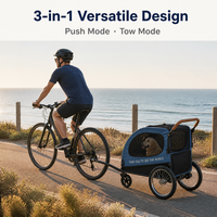 Poussette et chariot pour animaux de compagnie à quatre roues en acier robuste pour animaux de grande taille, chariot pliable portable extra large, capacité de 176 lb