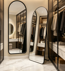 Miroir sur pied elliptique sans cadre en verre, style moderne et minimaliste, pour usage domestique, idéal pour un anniversaire - Product Image 6