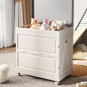 Clothing Organizer <b>Storage</b> Box White Rectangle Foldable Standing Type With Wheels For Home Use - Product Image 3