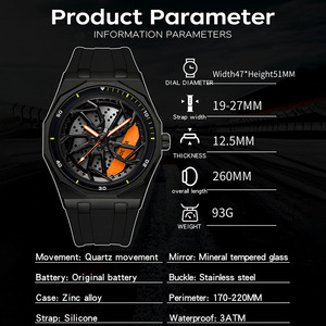 Reloj de Cuarzo Octagonal de Aleación para Hombre Sanda 1163 con 360 °   Reloj de Pulsera Luminoso a Prueba de Agua con Esfera Giratoria, Moderno y Elegante - Product Image 3