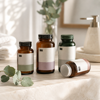 Bouteille en verre ambré de 120 ml pour vitamine C avec bouchon à vis en métal doré, étiquette personnalisée pour emballage de comprimés, capsules et suppléments – Vente en gros