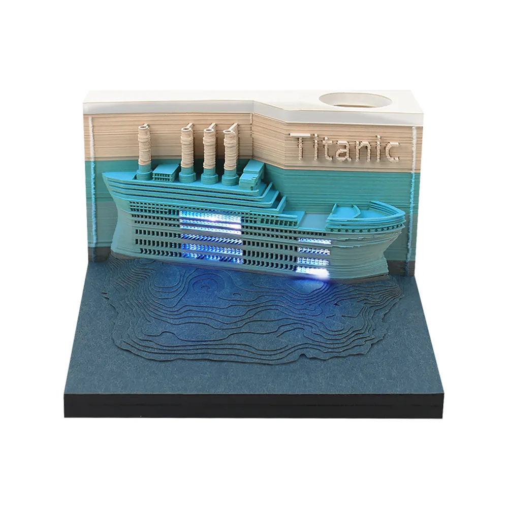 3D Memo Pad Kawaii portapenne Titanic Ship Model note adesive personalizzate con calendario da scrivania 2022 per la decorazione dell'ufficio scolastico