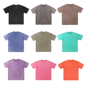 Camiseta de algodón puro de alta calidad con estampado Retro para hombre, camiseta de gran tamaño de manga corta de Hip Hop, venta al por mayor de fábrica, camiseta de lavado ácido - Product Image 3