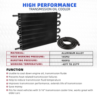 Refroidisseur d'huile de transmission universel à 8 rangées Kit de refroidisseur d'huile moteur à distance en aluminium Convertisseur de radiateur automatique et manuel