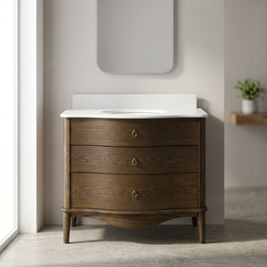 Meuble de salle de bain moderne en bois avec trois tiroirs, unité de rangement multifonctionnelle étanche de type coulissant sur pied - Product Image 3