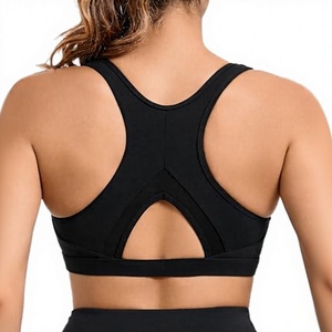 Custom Front Logo Womens High Support Breathable Racerback Yoga <b>Running</b> Sports Bra with Removable <b>Pads</b> - Product Image 2