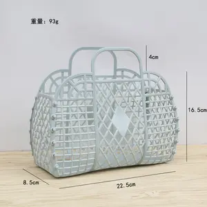 Personalized Retro Style Vintage Foldable Plastic PVC Jelly Basket Bag Beach Bag Handbag Purse For Women Bolso De Mano
