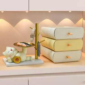 Lucky Cat Storage Ornament Resin Home Decoration Feng Shui Living Room Entryway Gift - Product Image 2