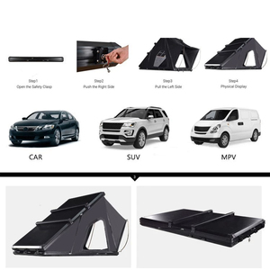 Tente <span class=keywords><strong>de</strong></span> <span class=keywords><strong>toit</strong></span> rigide en aluminium <span class=keywords><strong>XL</strong></span> moderne pour 4 personnes, pliable latéralement, avec design imperméable pour une utilisation en extérieur en toutes saisons - Product Image 5