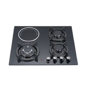 Electric and gas in one 4 burner gas stove tempered glass portable four burner gas hob kitchen