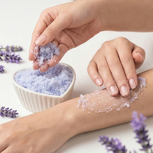 Y459 Yoko Lavender Spa Milk Salt 300g. Fresh and Relax In The Shower with Aromatic Scent of Lavender <b>Body</b> <b>Scrub</b> - Product Image 4