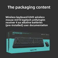 Ensemble clavier et souris sans fil USB logitech MK540 pour ordinateur portable - Portable avec repose-poignets, touches multimédias programmables, 1000 DPI