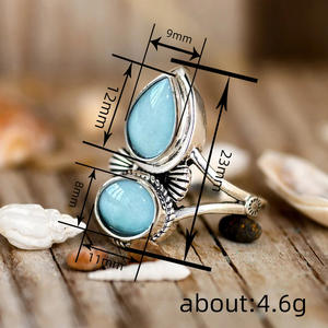 Bague Goutte d'Eau Argentée A082 avec Pierre Bleue, Bijoux Unisexe, Autres Bijoux - Product Image 4