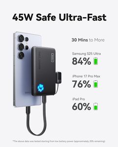 Batería Externa Portátil Ultra Delgada de 45W con Carga Rápida, 10000mAh, Li-Polímero, Puertos USB-C/USB-A, Linterna - Product Image 3