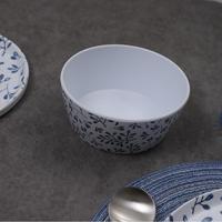 Ensembles de dîner ronds en mélamine plastique de fleur design bleu et blanc minces personnalisés