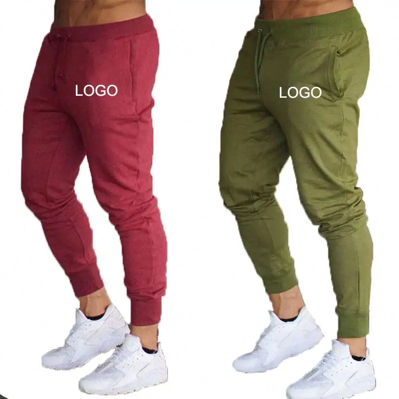 2021 Custom Logo Men Cotton Jogger Pants Sweatpants Eco Friendly Tapered Slim Fit Joggers Grey Gym Joggers Mens Activewear
