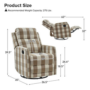 Sillón Reclinable Manual DOSER, Moderno y Minimalista, con Marco de Madera y Tapicería de Tela, Ajustable, Individual, para Sala de Estar, Cine en Casa - Product Image 6