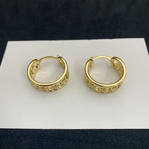 Boucle d'<span class=keywords><strong>oreille</strong></span> rétro en laiton, géométrique, <span class=keywords><strong>large</strong></span>, creuse, avec crochet en forme de nez de cochon - Product Image 1