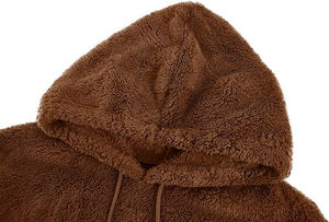 Customized <b>Men</b> Mohair Fabric Pullover <b>Hoodie</b> With Front Pocket and Horns on Hood <b>Men</b> Pullover <b>Sherpa</b> Fleece <b>men's</b> hoodies - Product Image 2