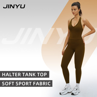 Ensemble de sport pour femme JINYU de haute qualité : débardeur et leggings de yoga taille haute – Tenue de fitness pour femme