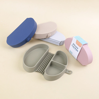 Micro-ondes sûr réutilisable Portable enfant en bas âge voyage 3 compartiments plaque divisée sans Bpa Silicone pliant pliable bébé assiette